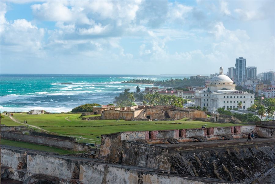 El Morro fortress and the Old San Juan coastline in Puerto Rico